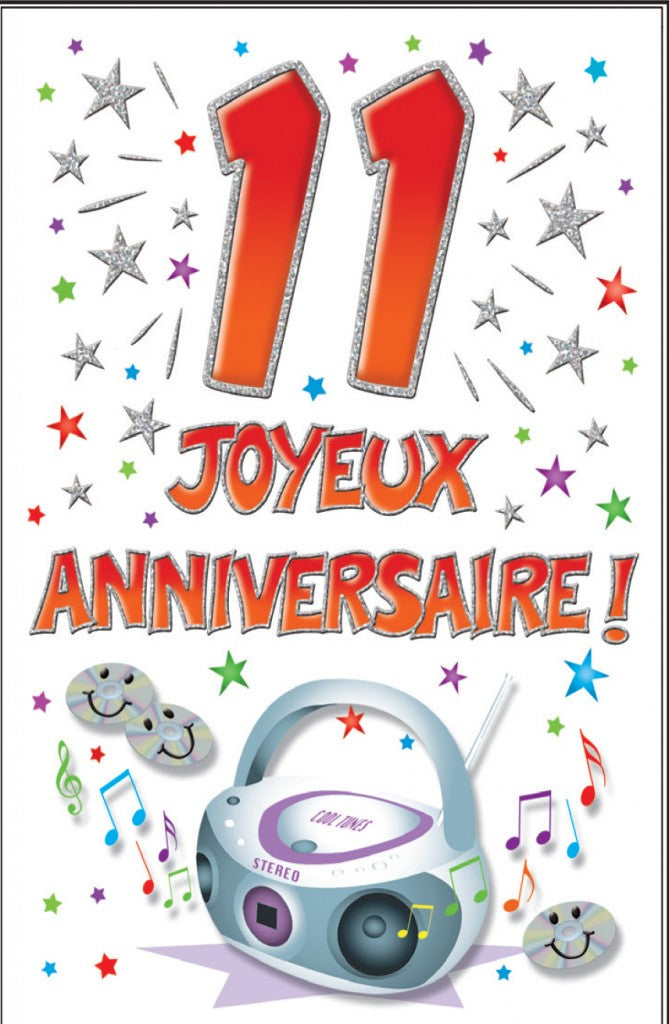 Carte de souhaits - Joyeux anniversaire - 11 ans