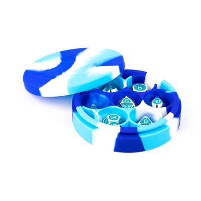 Étui à dés en silicone - Bleu / Blanc / Bleu pâle
