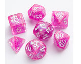 Ensemble de 7 dés polyédriques - Série Candy-Like : Framboise