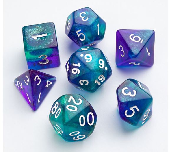 Set of 7 Polyhedral Dice - Galaxy Series - Neptune