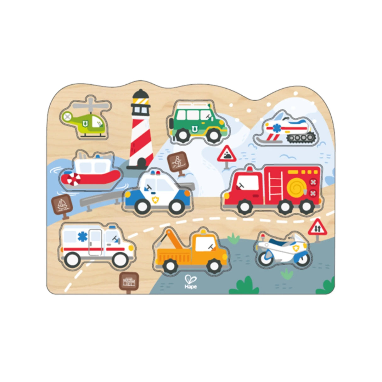 Emergency vehicles - 10 pcs Wood