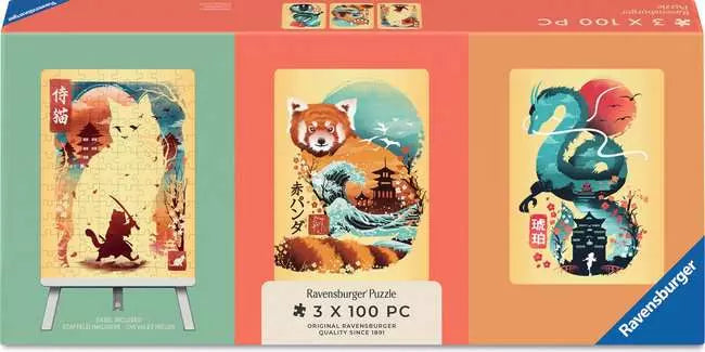 Cat Warrior Red Panda and Dragon - 3 x 100 pcs