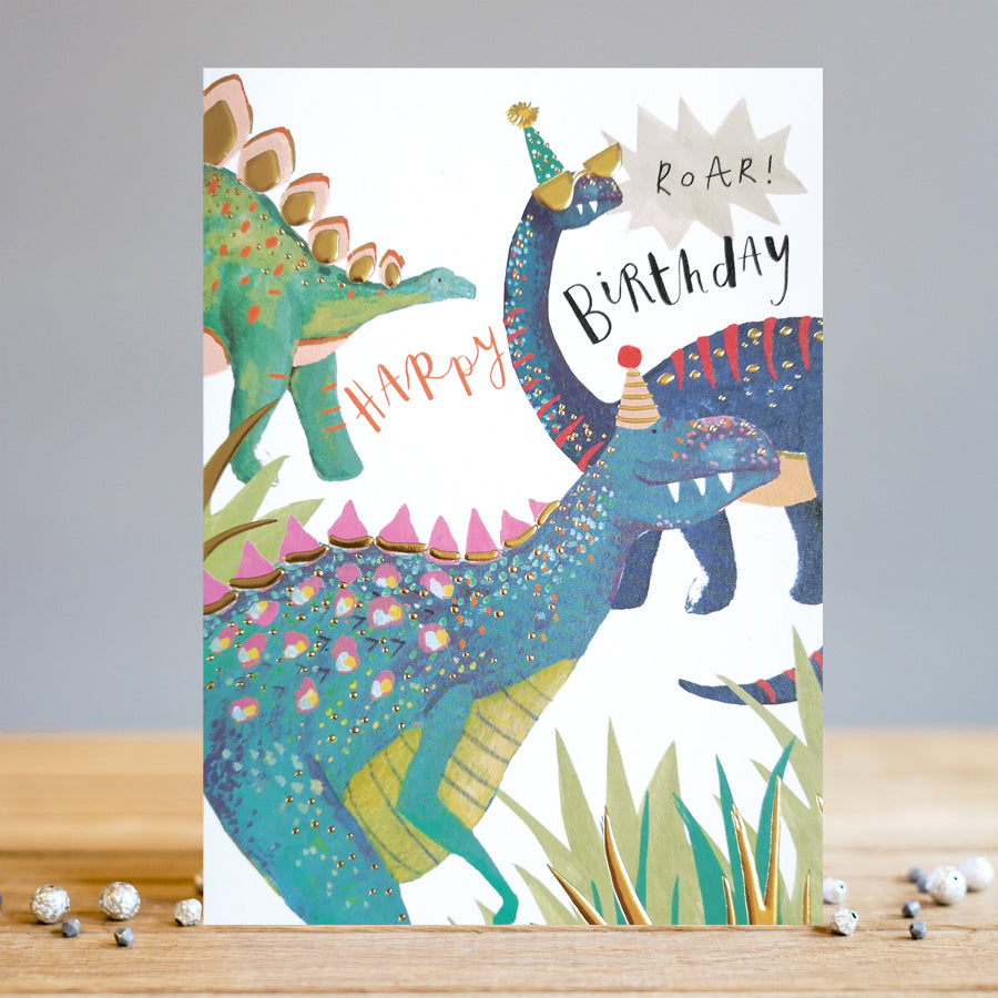 Carte de souhaits - Happy birthday - Dinosaures