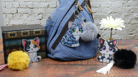 Kit de broderie de diamants décos pour sacs - Chats Mignons