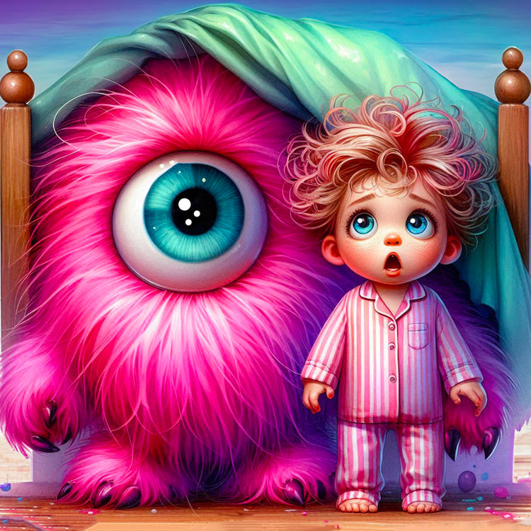 Broderie de diamant - My Pink Monster - 40 x 40 cm