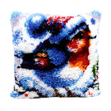 Latch Hook - Pillow cover - Winter bird