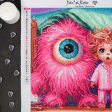 Broderie de diamant - My Pink Monster - 40 x 40 cm