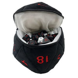 Sac à dés D20 en peluche - D&D : Realmspace : Noir et rouge