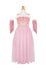 Robe de princesse rose en velours avec manchons