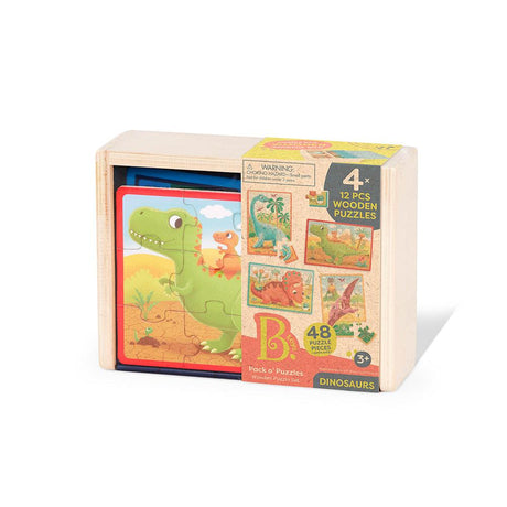 Casse-Tête en bois - 4 x 12 pcs - Dino - La Ribouldingue