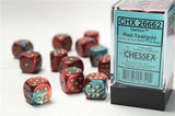 Brique 12 d6 16mm Rouge et Turquoise / Or - Gemini