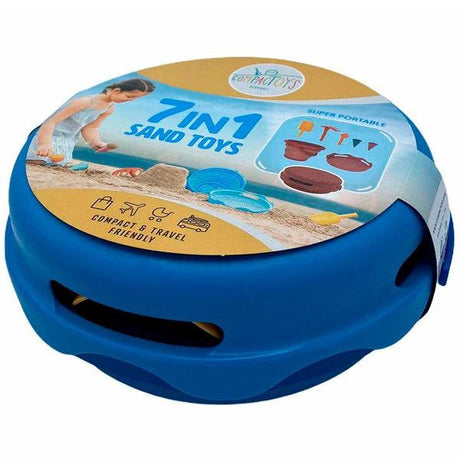 CompacToys - Ensemble de jouets de sable 7-en-1 Bleu - La Ribouldingue