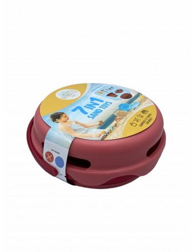 CompacToys - Ensemble de jouets de sable 7-en-1 Rouge - La Ribouldingue