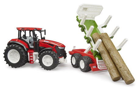 Tracteur ROADMAX avec remorque forestière et troncs d’arbre BRUDER