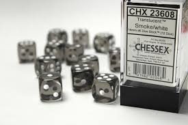 Brique 12 d6 16mm Smoke et Blanc - Translucent