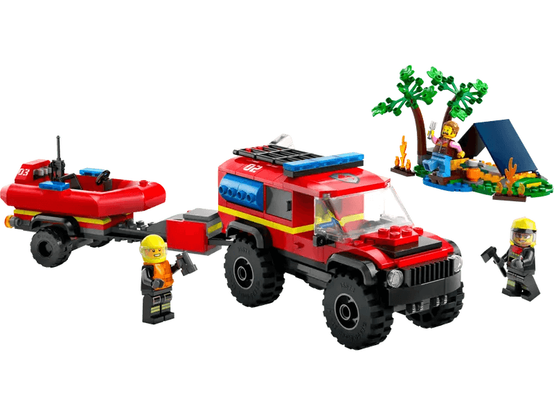 Le camion de pompiers 4x4 et le canot de sauvetage - City - La Ribouldingue