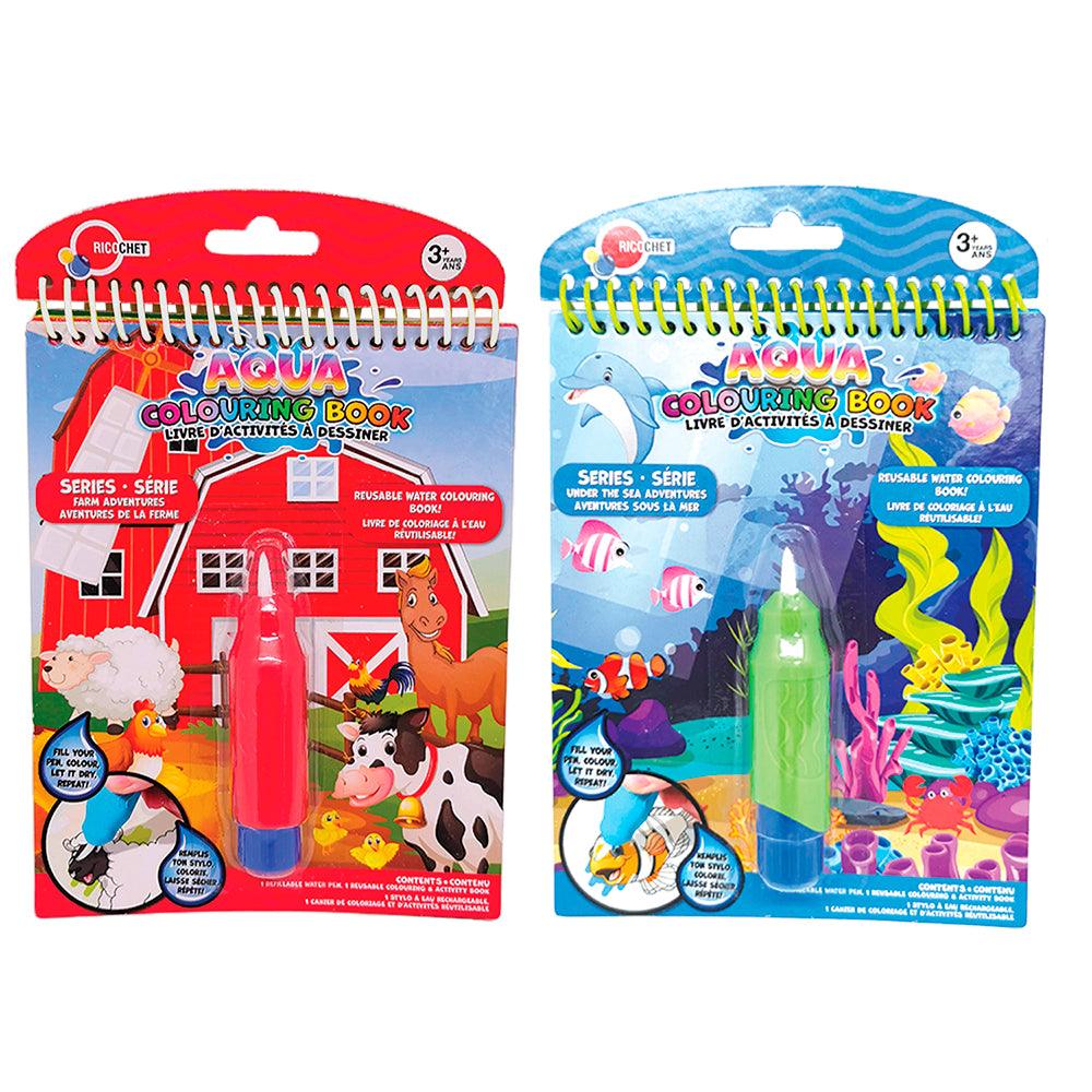 Livre de coloriage à l'eau Ferme/Animaux marins - La Ribouldingue