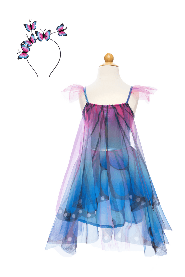 Robe papillons bleus avec ailes et bandeau - La Ribouldingue
