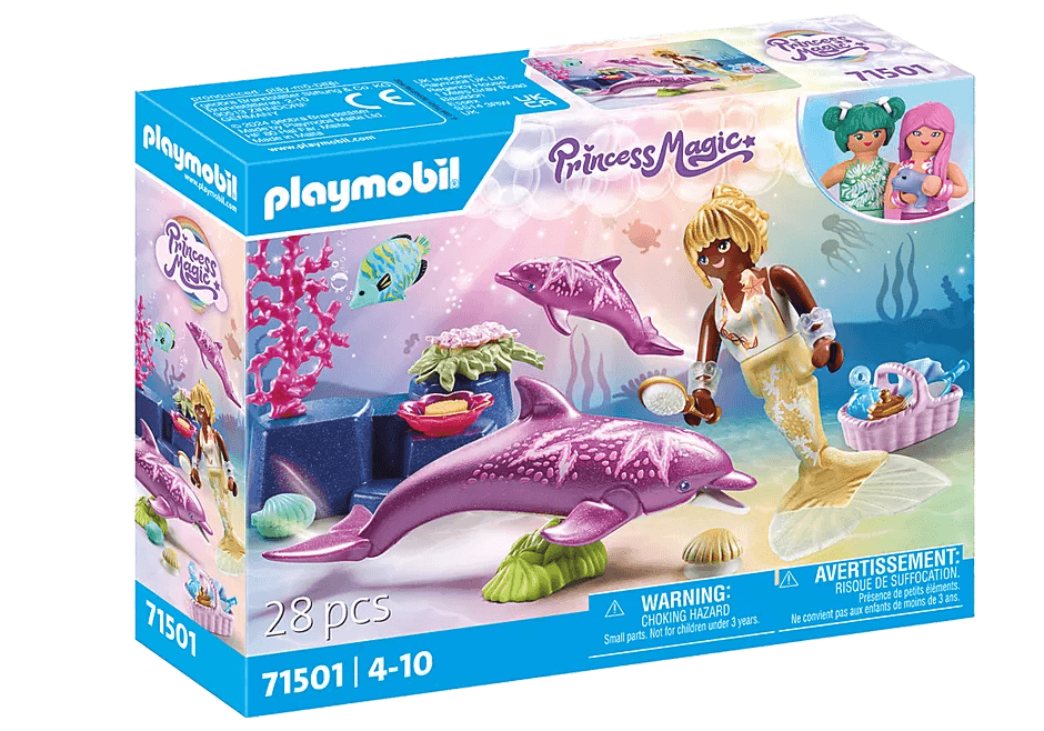 Sirène avec dauphins - Princess Magic - La Ribouldingue