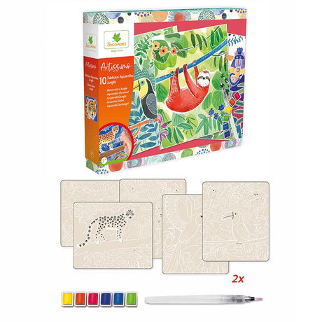 Artissimo - Grand modèle 10 Tableaux Aquarelles - Jungle - La Ribouldingue