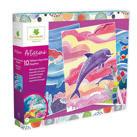 Artissimo - Grands tableaux aquarelles - Dauphins - La Ribouldingue