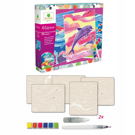 Artissimo - Grands tableaux aquarelles - Dauphins - La Ribouldingue