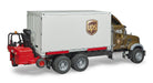 Camion logistique UPS MACK Granite avec chariot élévateur - La Ribouldingue