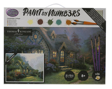 Candlelight Cottage - Kinkade - Peinture à numéros - La Ribouldingue