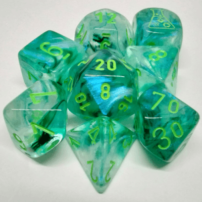 Ensemble dés polyédriques Borealis Varech / Vert - La Ribouldingue