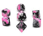 Ensemble dés polyédriques Noir-Rose / Blanc - Gemini - La Ribouldingue