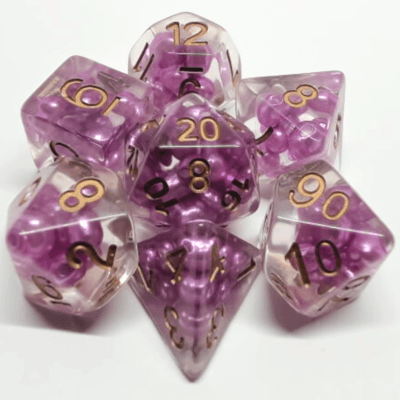 Ensemble dés polyédriques Rose / Cuivre - Bullus - La Ribouldingue