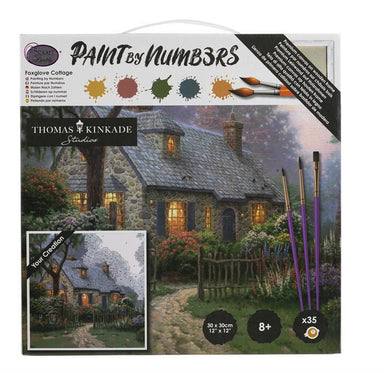 Foxglove Cottage - Kinkade - Peinture à numéros - La Ribouldingue