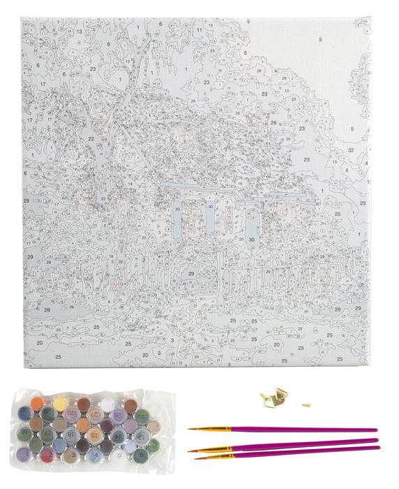 Foxglove Cottage - Kinkade - Peinture à numéros - La Ribouldingue