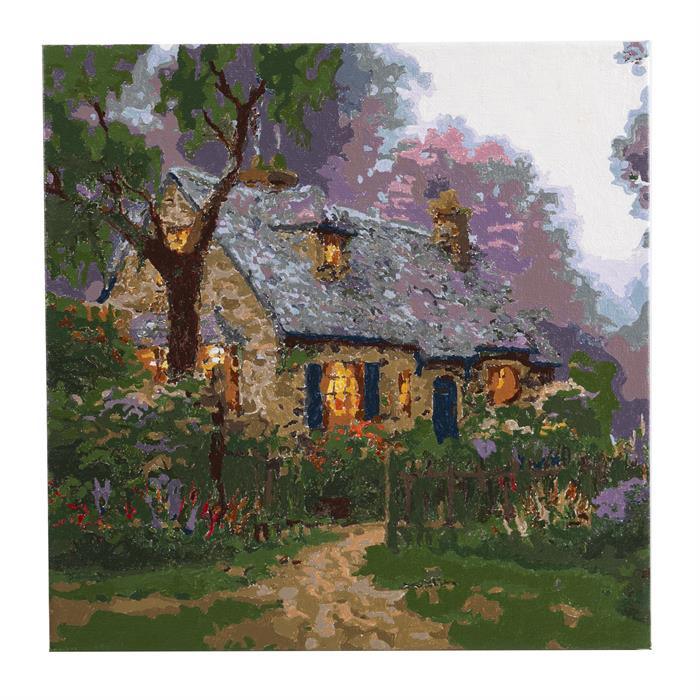 Foxglove Cottage - Kinkade - Peinture à numéros - La Ribouldingue