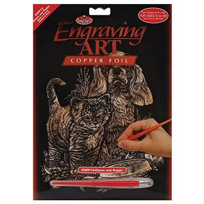 Gravure Cuivre - Chaton et Chiot - La Ribouldingue