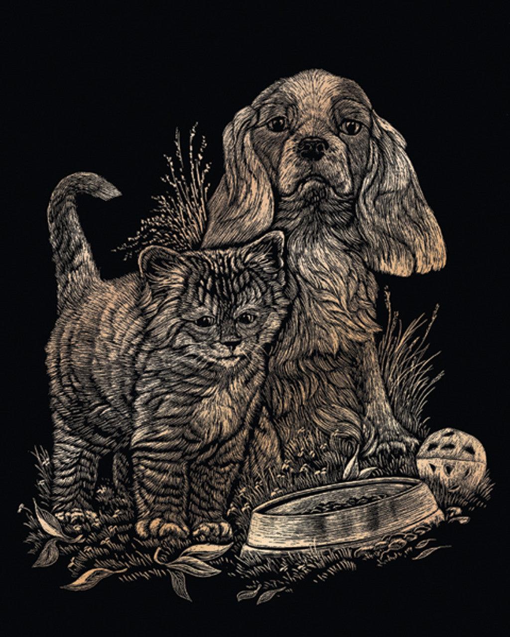 Gravure Cuivre - Chaton et Chiot - La Ribouldingue