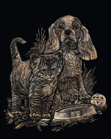 Gravure Cuivre - Chaton et Chiot - La Ribouldingue