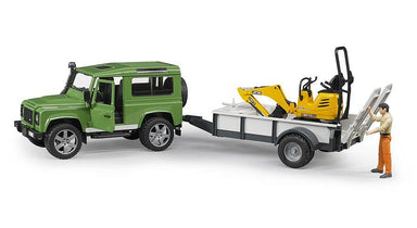 Land Rover Defender avec remorque CAT et figurine - La Ribouldingue