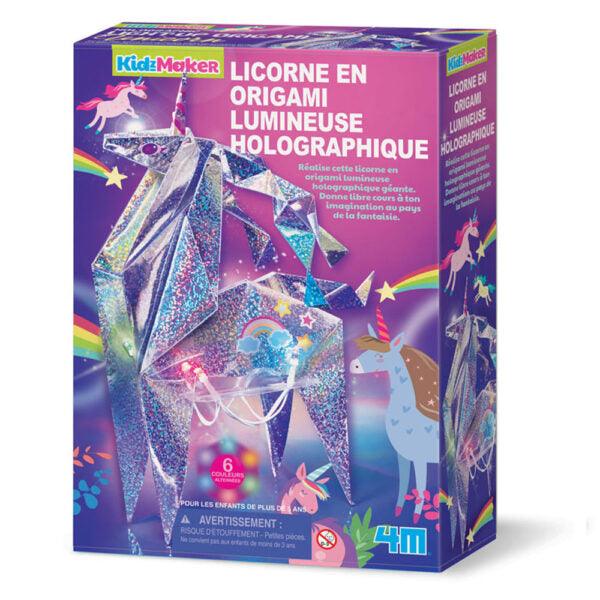 Licorne en origami lumineuse holographique - La Ribouldingue