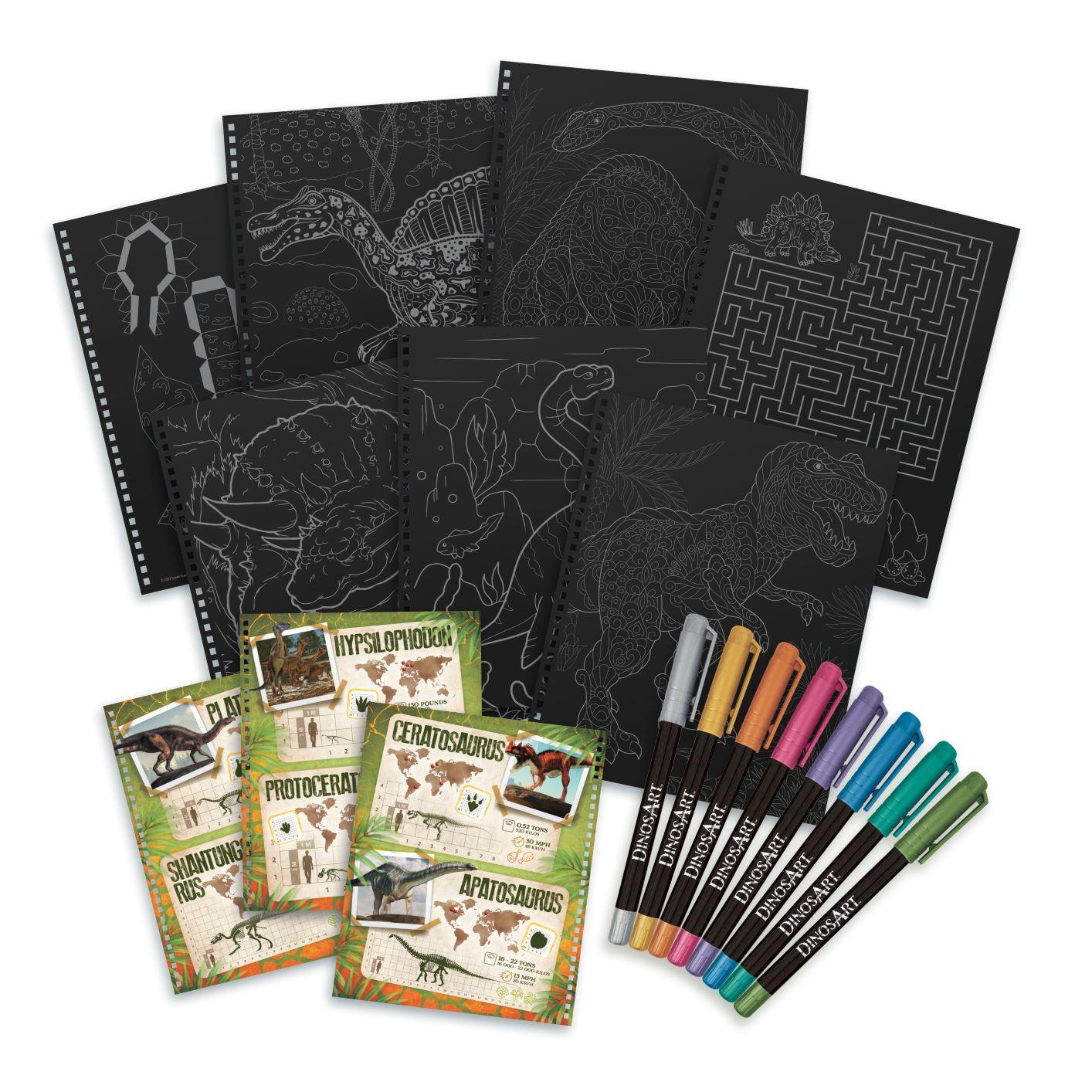 Livre coloriage pages noires DinosArt - La Ribouldingue