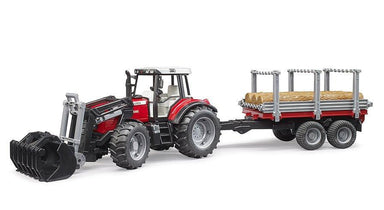 Massey Ferguson + Frontloader and timber trailer - La Ribouldingue