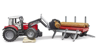 Massey Ferguson + Frontloader and timber trailer - La Ribouldingue