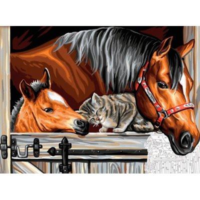 Peinture à Numéro - À la Porte de l'écurie - La Ribouldingue