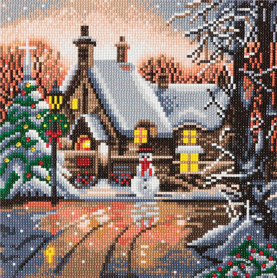 Snowman Cottage - Crystal Art Kit - Medium - La Ribouldingue