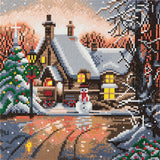 Snowman Cottage - Crystal Art Kit - Medium - La Ribouldingue