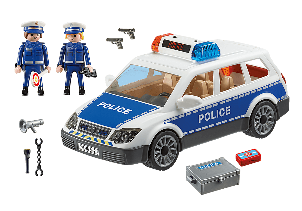 Voiture de policiers avec gyrophare et sirene - La Ribouldingue