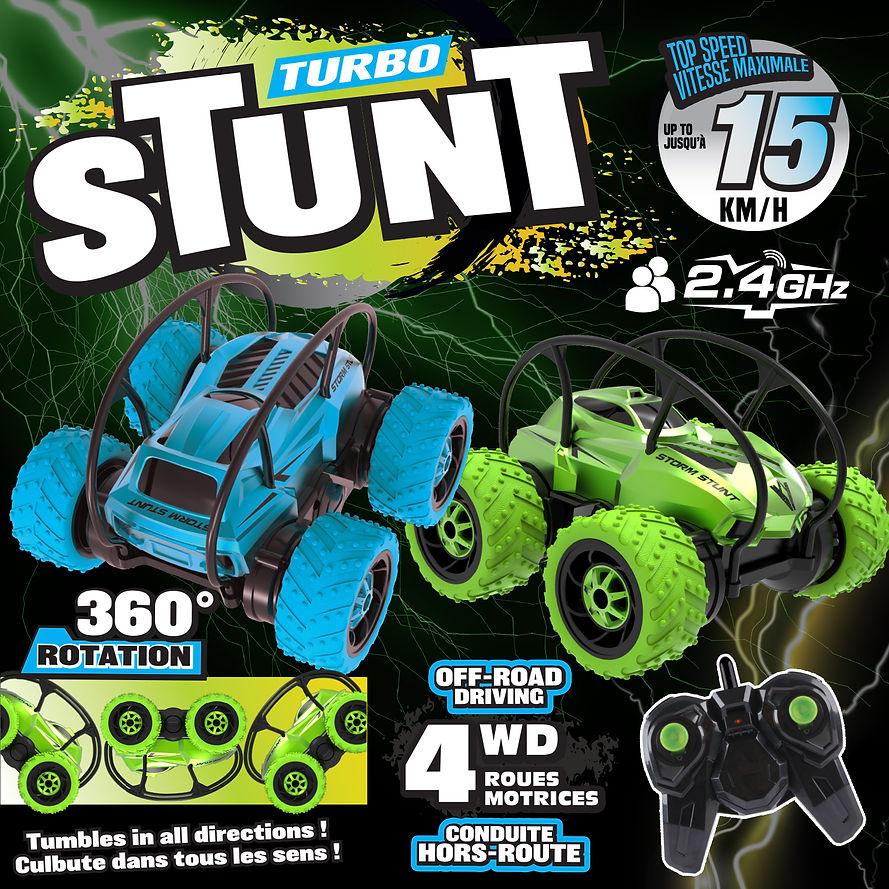 Voiture Turbo Stunt Téléguidée - Assortiment - La Ribouldingue